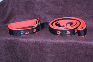 schwarzes Gurtband, Neopren neonorange, Faden neonorange