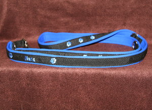 Neopren royalblau, Gurtband schwarz, Stickfaden royal meliert